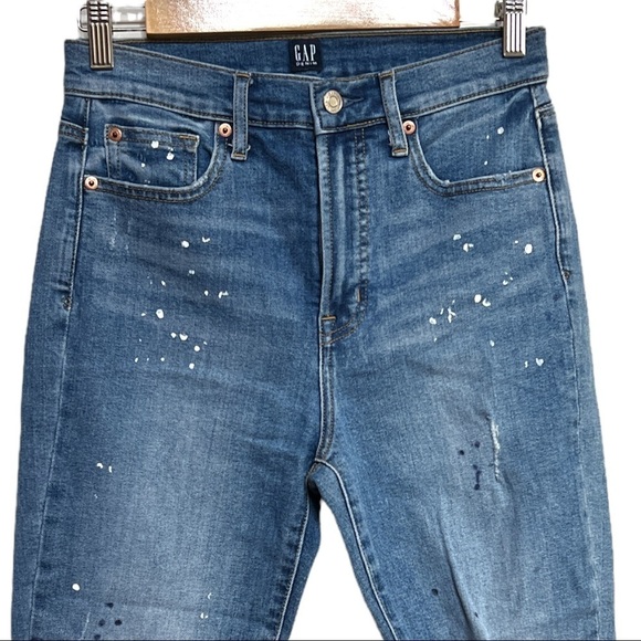 GAP DENIM‎ TRUE SKINNY HIGH RISE PAINT/ INK SPLASHED DISTRESSED SIZE 4/27R - Picture 4 of 15